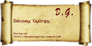 Décsey György névjegykártya